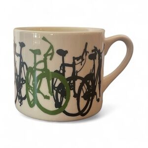 Fishs Eddy Taliah Lempert Bicycle Coffee Mug Green Black Bikes